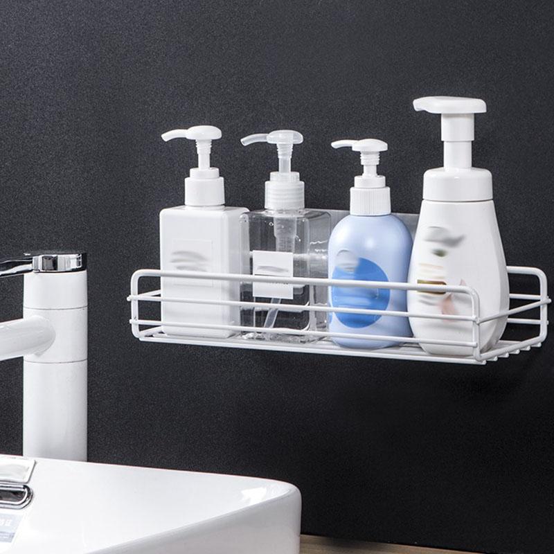 Wrought Iron Wall Mounted Storage Rack, Bathroom Storage Rack, Shower Basket, Kitchen Storage Rack, Punch-free Storage Rack