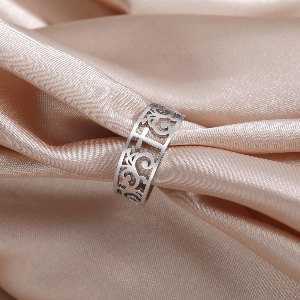 Durchbrochener Kreuzöffnungs-verstellbarer Edelstahlring für Valentinstagsgeschenke für Frauen