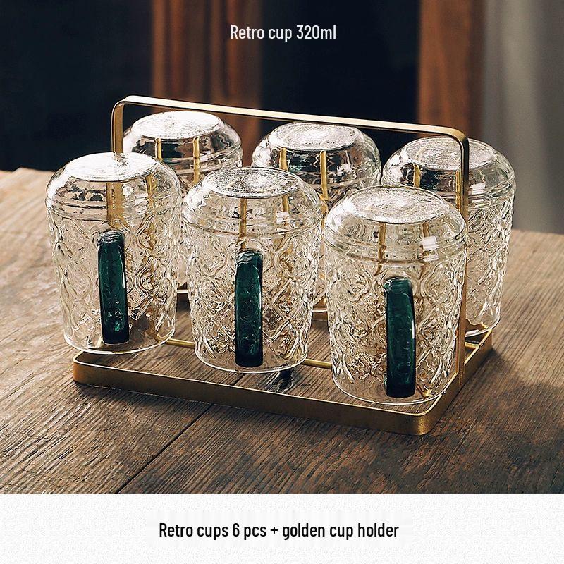 Винтажный набор стеклянных чашек с цветами бегонии