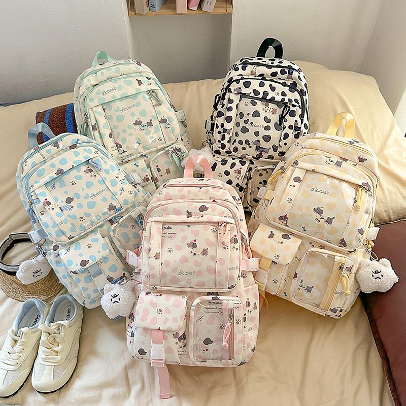 Puppy Printed Schoolbag Junior High School Students Lightweight Backpack Women's Cartoon Backpack