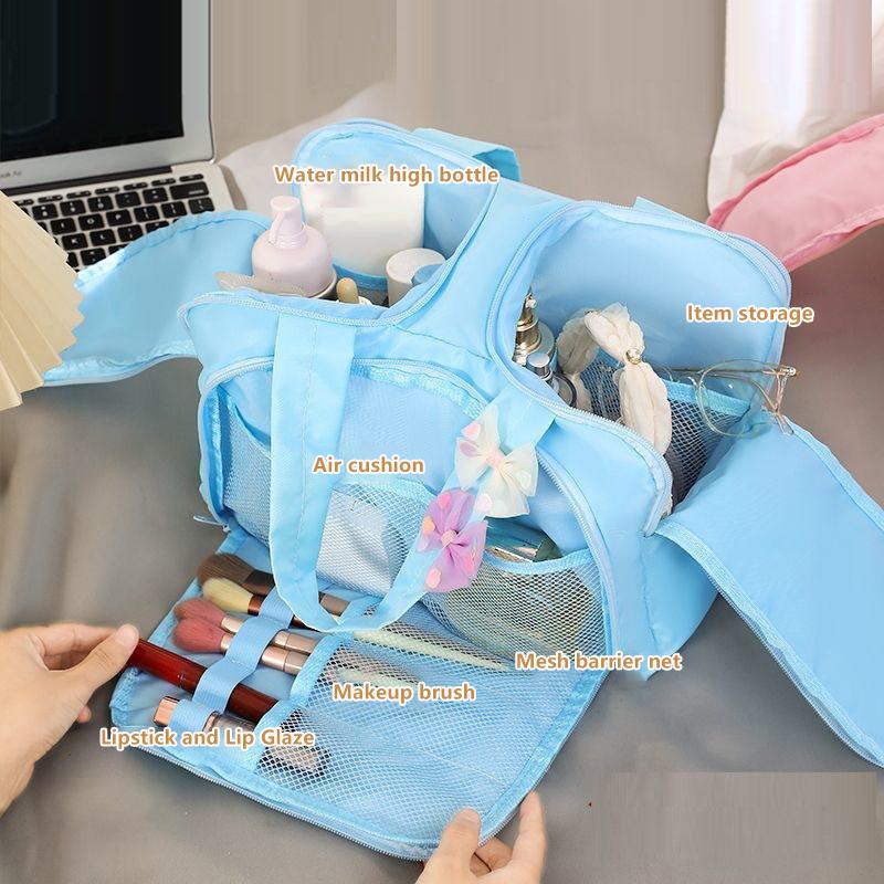 Borsa Trucco Grande Capacità Doppia Apertura Borsa Portaoggetti Varie da Viaggio da Donna Organizer Portatile Pochette per Cosmetici Beauty Case