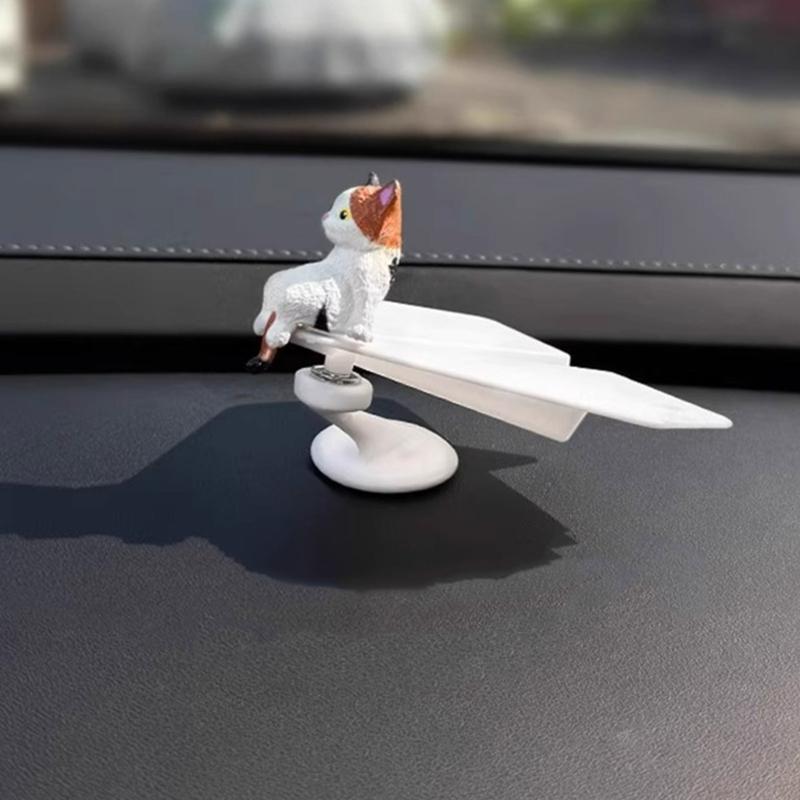 Solar Powered Rotating Airplanes Car Accessory Dashboard Decoration ABS Craft with Secure Silicone Mount for Long Travel