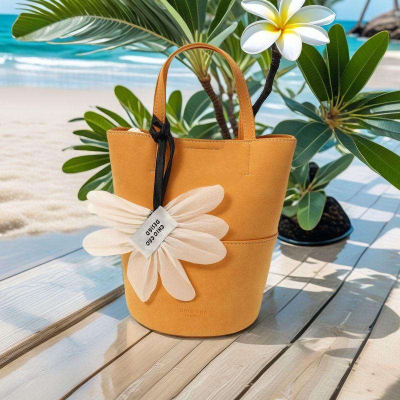

Ainanfeng Chio2n Spray Diary Bucket Bag Women 2025 New Niche Portable Shoulder Shoulder Flower Bag Apricot yellow