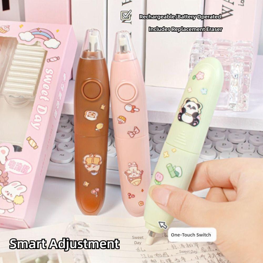 Cartoon Cartoon Design Elektrisches Radiergummi Set Batteriebetrieben mit austauschbarem Kern Automatisches Radiergummi Kein Schmutz Radiergummi Schüler Gebrauch