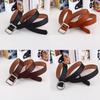 Color Simple Solid Metal Buckle Decor Women Waist Belt With No Punching Design