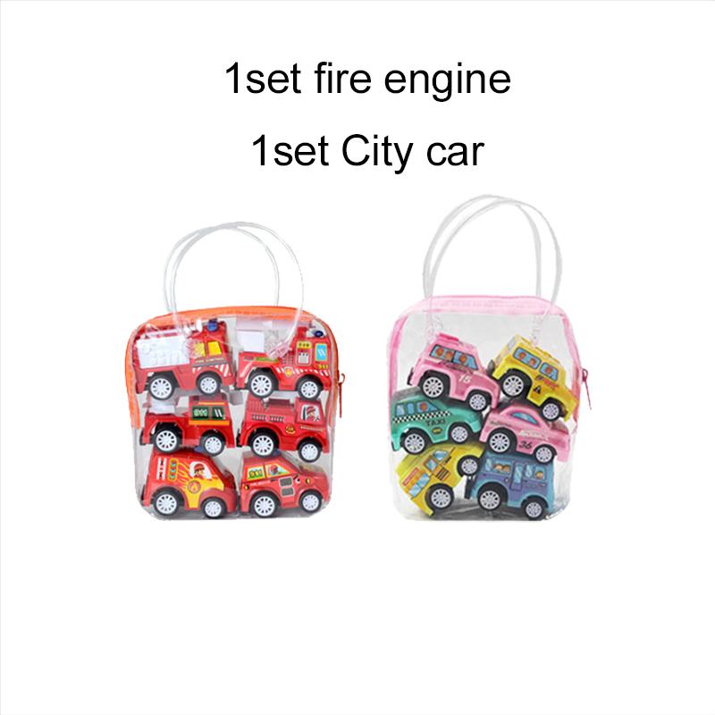 2set Children Pull Back Car Toy Set Cartoon Cute Style Play Vehicles Mini Inertial Engineering Vehicles for Kids Gifts TMZ