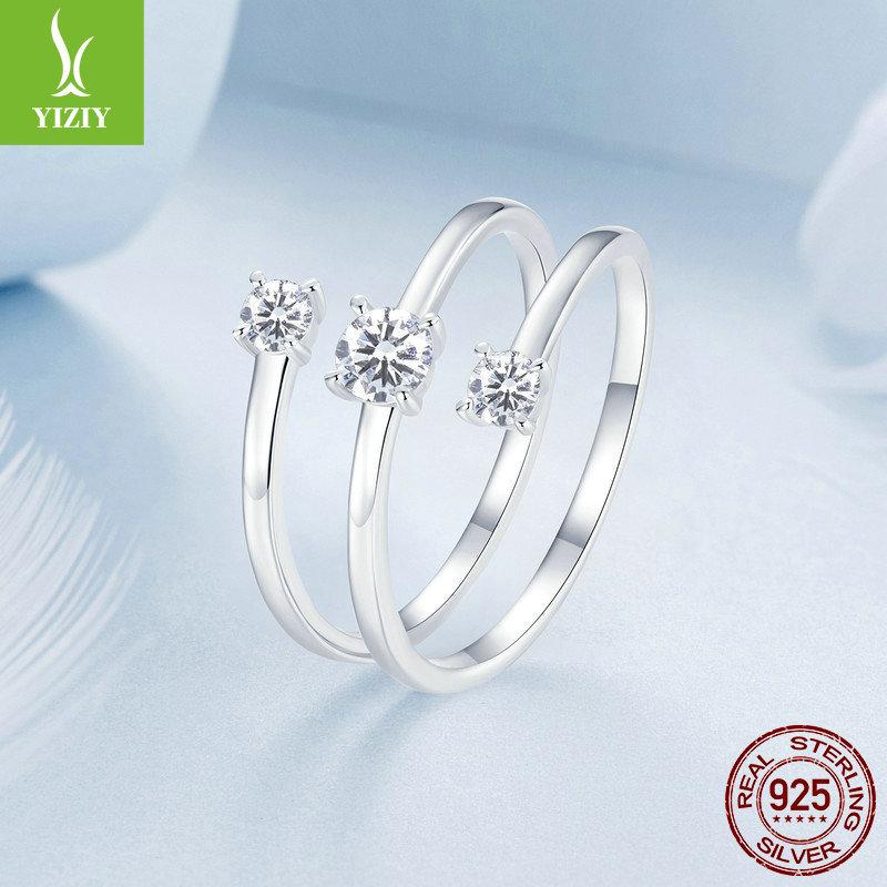 Sparkling Zircon Winding Ring, Fashionable Double-Layer Line S925 Sterling Silver Ring Jewelry.