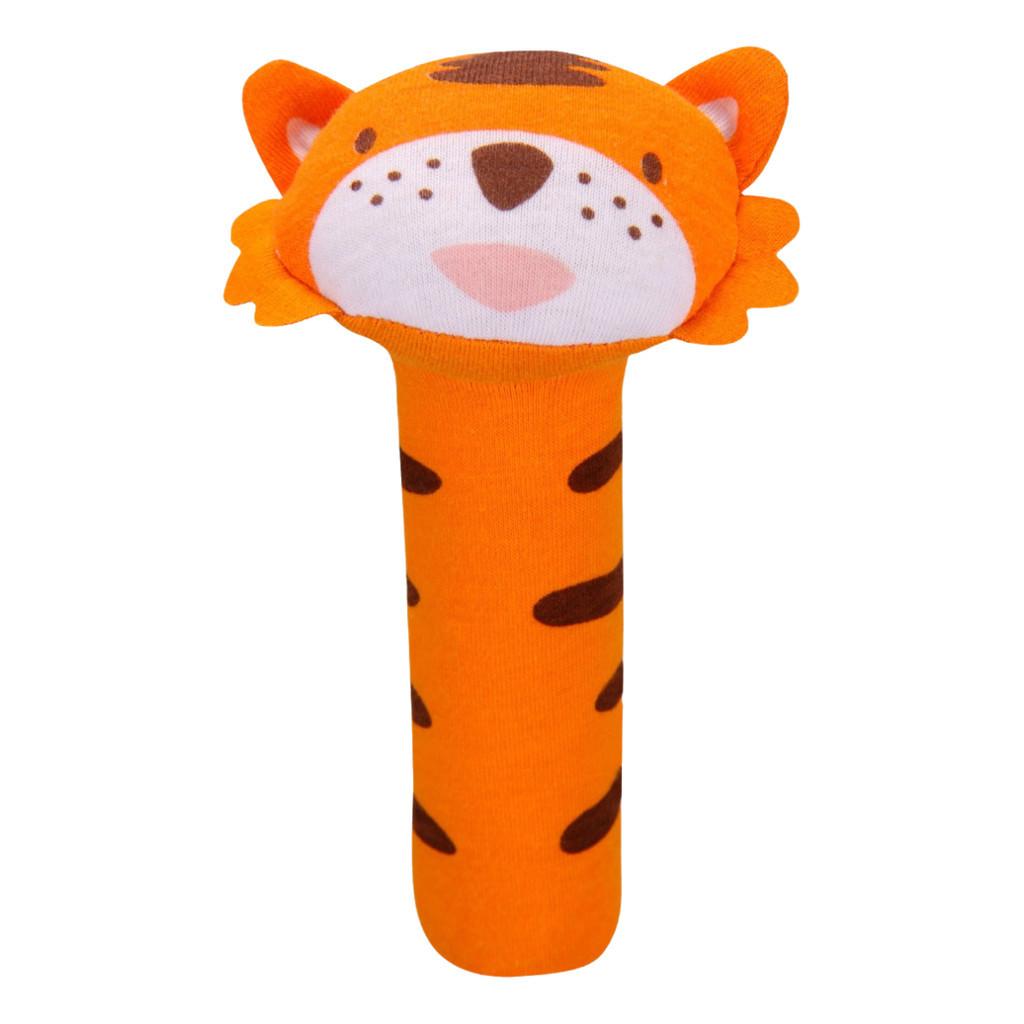 Adorable Baby Grasping Training Bb Stick Squeaky Toy With Animal Designs And Soft Knitted Fabric Stuffed With Pp Cotton