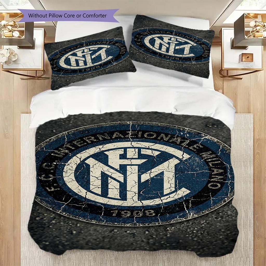 Biancheria da letto artistica con stemma Inter Milan (1 * copripiumino + 2 * federa, senza nucleo) Copripiumino e federa morbidi e confortevoli