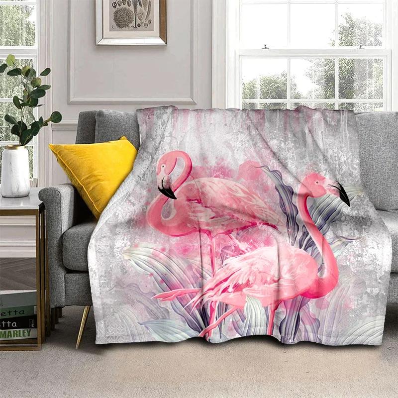 HD Pink Flamingo Bird Rainforest Cartoon Blanket,Soft Throw Blanket for Home Bedroom Bed Sofa Picnic Travel Cover Blanket Kids