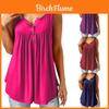 Elegante Damen Rüschen O-Ausschnitt Swing Tunika Blusen im schicken Knopf-Ärmellosen Design