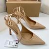 Sandálias de Salto Alto Femininas com Tiras no Tornozelo Verão Elegante Vestido Naked Festa Stilettos Bico Fino Luxo Casamento Noiva Sapatos