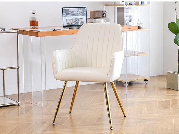 Dining Chair Set of 2 – Modern Fabric Chair with Armrest, Gold-Plated Metal Legs, Luxurious Dining Furniture for Living Room, Kitchen & Reception Room