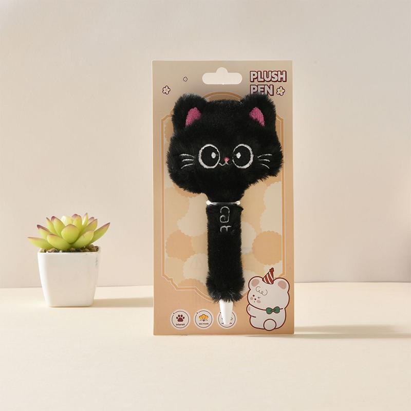

Creative Cute Cat Style Plush Gel Pens 0.5Mm Black Quick-Drying Click Pen For School Office Writing & Signature Stationery Gifts