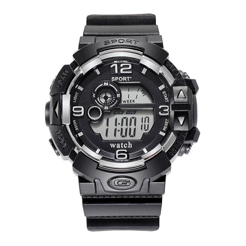 

Cool Luminous Men Sport Watch High End Silicone Strap Military Wrist Watch Led Calendar Waterproof Digital Watches чёрный