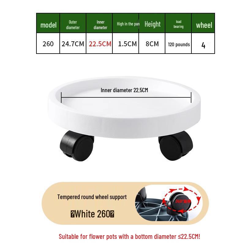 

Закаленный полимерный поднос для мобильного цветочного горшка с универсальными колесиками и водосборником.