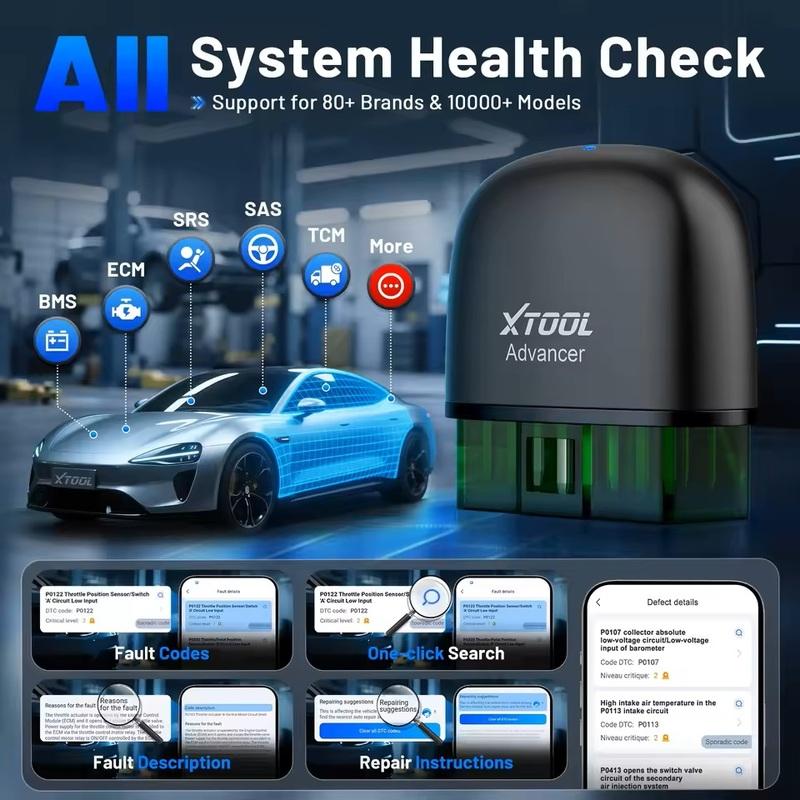 XTOOL Advancer AD20Pro All System Diagnostic Tool OBD2 Bluetooth Scanner Oil Reset Battery Test Driving Record Free Update