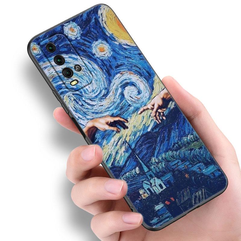 Pouzdro na telefon s olejomalbou Van Gogha pro Xiaomi Redmi Note 5 6 9T K20 K40 K50 Pro 7A 8A 9A 9C 9i 10A 10C A1 S2 Měkký TPU Černý Kryt