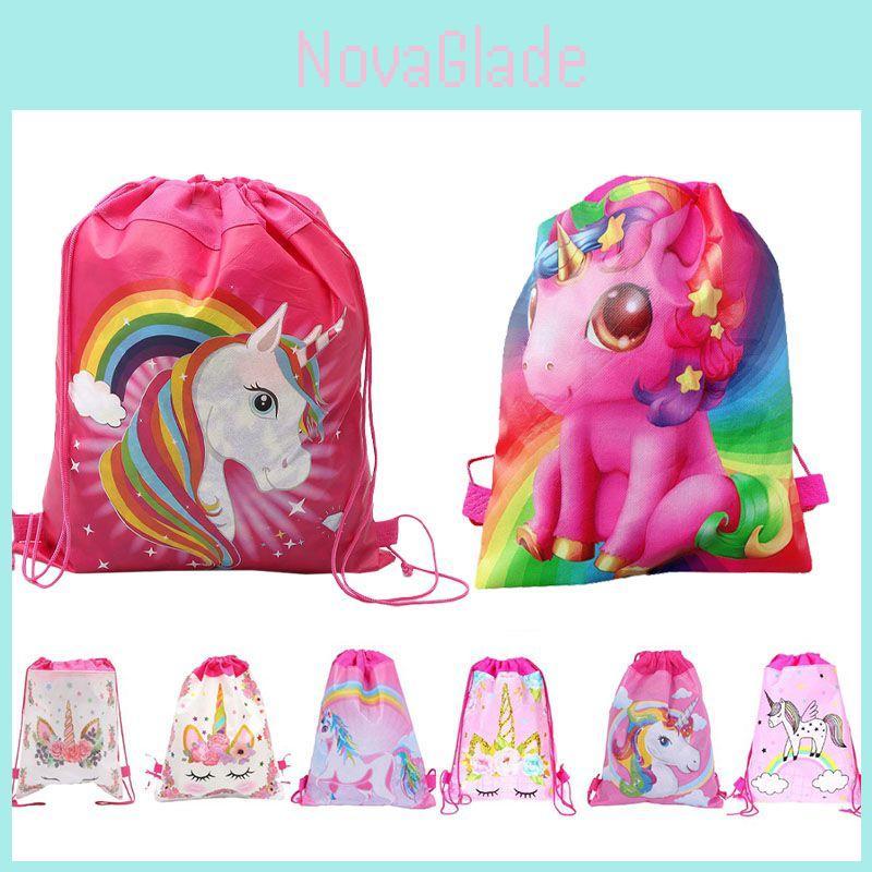 Adorable Unicorn Drawstring Bag For Girls With Cute Cartoon Design For Travel And School