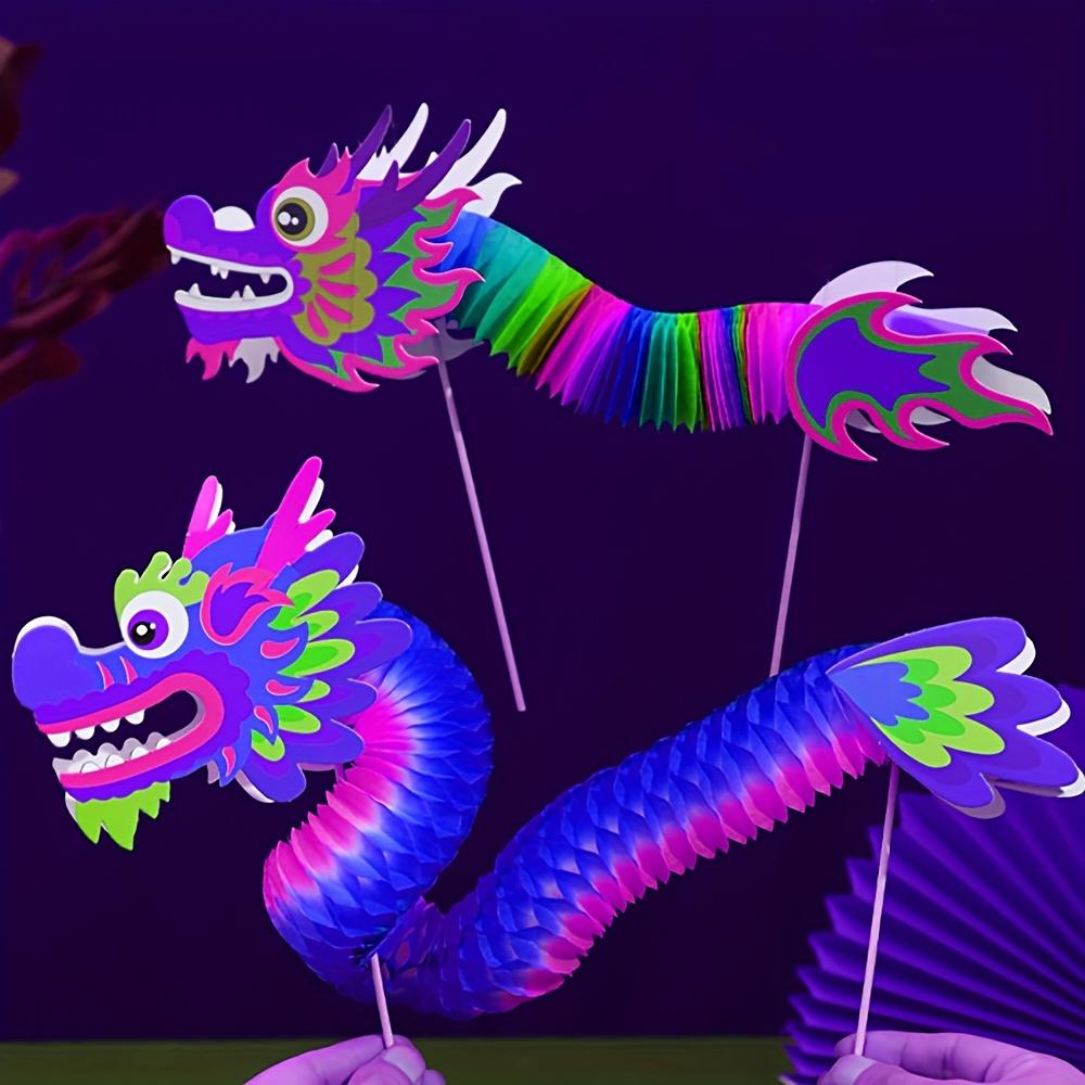 Chinesische Papierdrachen-Dekoration Bunter faltbarer handgehaltener Drachenspielzeug für Neujahrsfest Party Heimschmuck DIY Bastelarbeiten