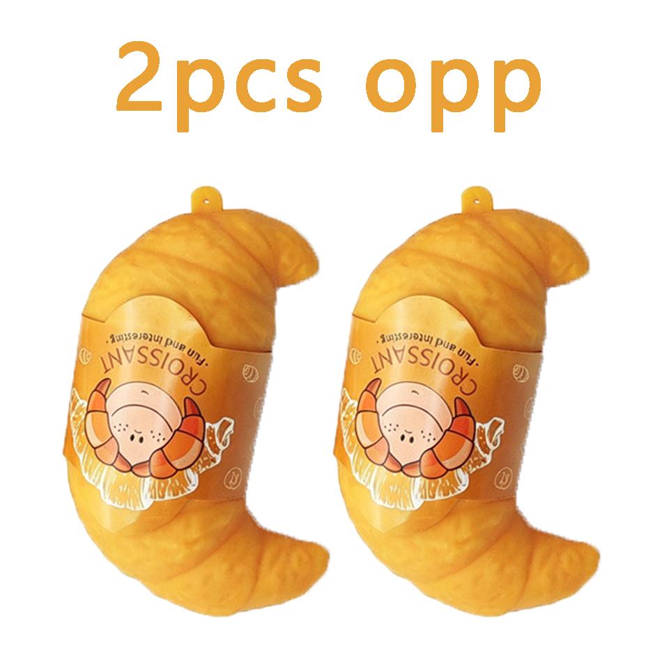 In Stock Novelty Croissant Bread Stress Toys Lifelike Food Stress Relief Squishies Cute Soft Flour Pinch Toy Funny Squeeze Gifts
