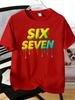 Unisexs Tee Gradient Dripping Six Seven Letter Art Print Cotton Short Sleeve Male Casual Streetwear Outdoor Daily Basic Fashion Top