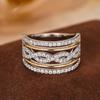 European and American Style Exquisite Two-color Ring Female, Princess Micro-inlaid Zircon Jewelry, High-end Wind Line Ring