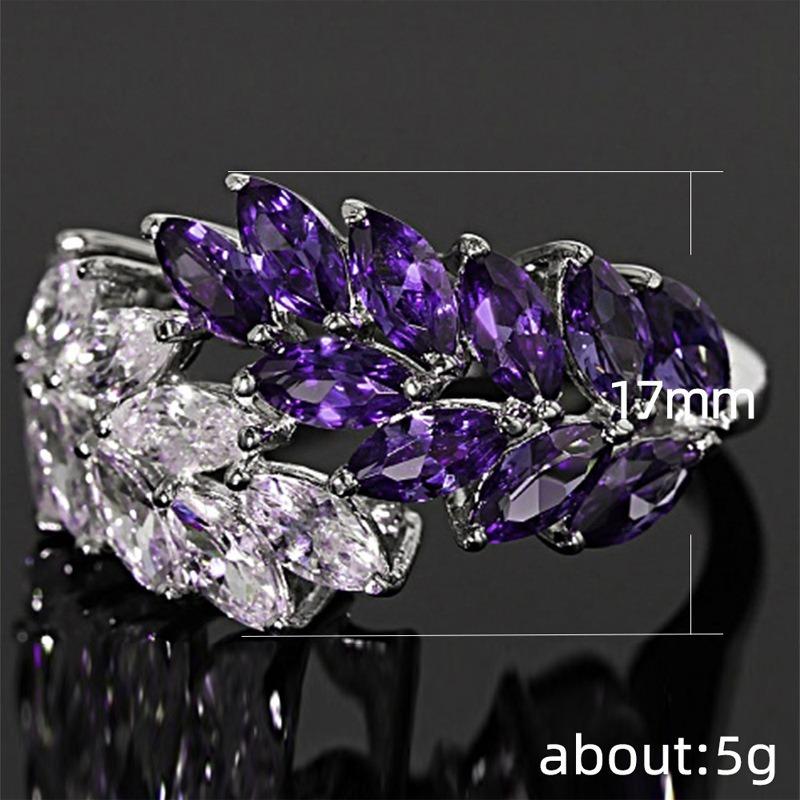 Delicate copper 925 Zircon Zircon Ring for Women Amethyst Zircon Trendy Lady's Fighter Ornament Anniversary Party