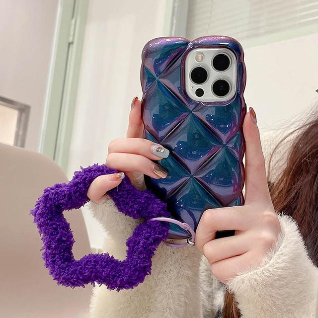 

Корейский милый плюшевый чехол с 3d звездами и браслетом-цепочкой для телефона Iphone 14 13 12 11 Pro Max 13 14 Pro, роскошный глянцевый чехол с решеткой из бриллиантов For iPhone 13
