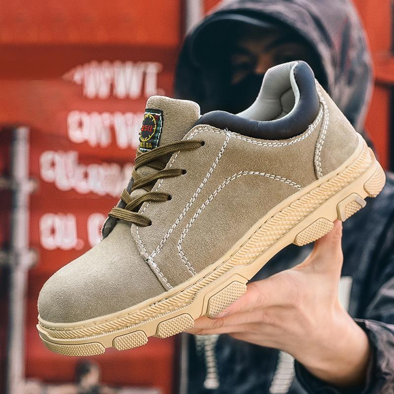 Oulylan Steel Toe Labor Footwear For Four Season Men Anti Slip Breathable Safety Shoes Outdoor Anti Puncture Protection Boots