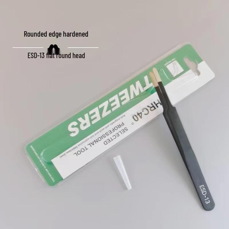 Black Anti-Static Stainless Steel Curved Tip Tweezers Set for Nail Art, Journaling, and Repairs