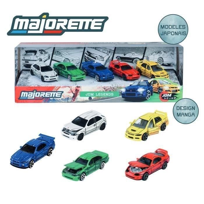 Coffret Cadeau 5 Véhicules JDM Legends - MAJORETTE - Voitures japonaises iconiques - 2 exclusifs - Échelle 1/64 - Des 3 ans