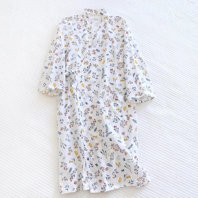 Ladies Cotton Kimono Bathrobe Loose Homewear Pajamas Robes for Women Multi Colors Printed Cardigan Sleep Wear Womens Robe