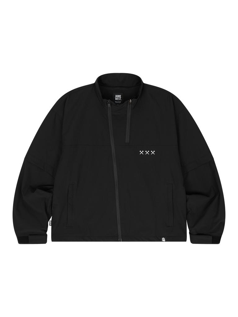 Jamie West Nylon Detachable Double-Zip Windbreaker (Black)