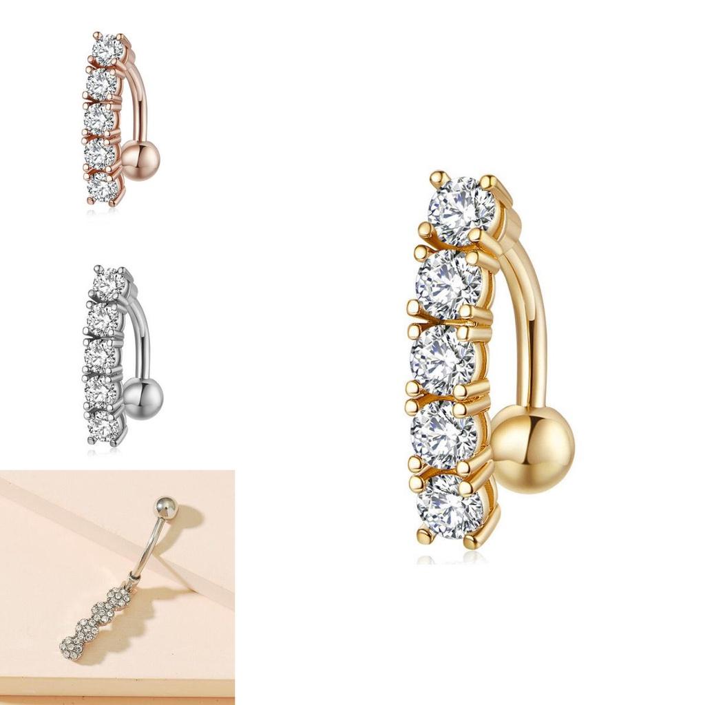 Stylish Stainless Steel Cz Inlaid Belly Button Ring Wholesale Piercing Jewelry