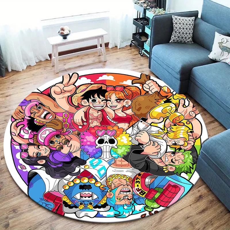 One Piece Monkey D Luffy Round Area Rug Carpet Rug For Living Room Bedroom Sofa Playroom Decor Nonslip Floor Mat