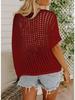 2025 Summer Women's Five-Sleeve Sexy Cutout Knit Beach Cover-Up Sweater
