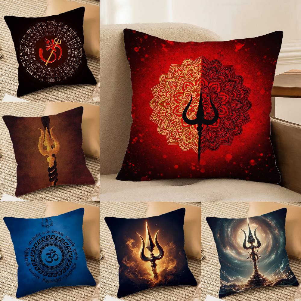Shiva Classical Design Print Pillow Case Comfort Sofa Bed Silky Elegant Invisible Zipper Decorative Cushion Cover