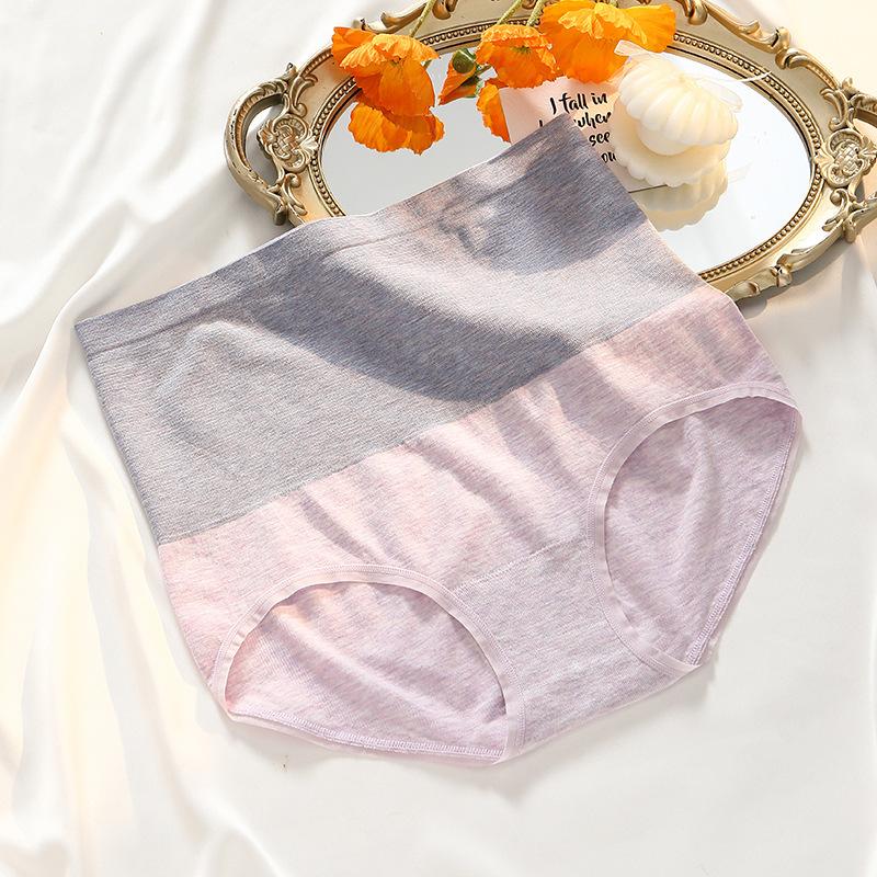 Big Size Female Spring and Autumn Color Cotton Loose High Waist Triangle Briefs