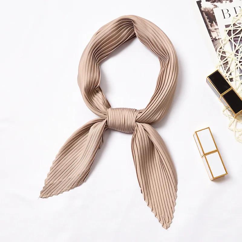 70*70cm Small Crinkle Hijab Scarf For Women Silk Satin Handkerchief Bag Scarfs Female Sqaure Headband Hair Scarves For Ladies