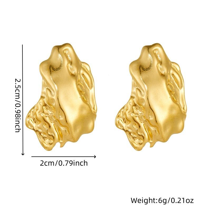 Fashion Irregular Geometry Ladies Stud Earrings 18K Gold Plated Stainless Steel Premium Texture Luxury Jewelry for Gift