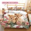 Little Lion Pattern Bedding Home Decoration Birthday Gift (1 * duvet cover + 2 * pillowcase, without core)