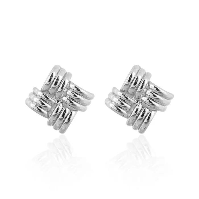 Knit Check Texture Bold Earrings SHER0063