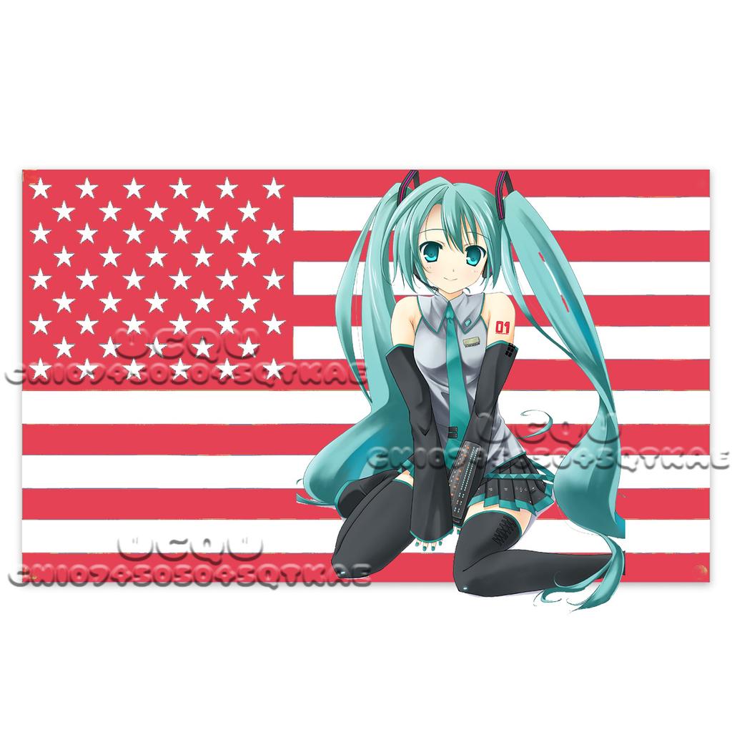 American Flag Tapestry Hatsune Miku Anime Background Decoration Dormitory Bedhead Tapestry Living Room Sofa Background Cloth