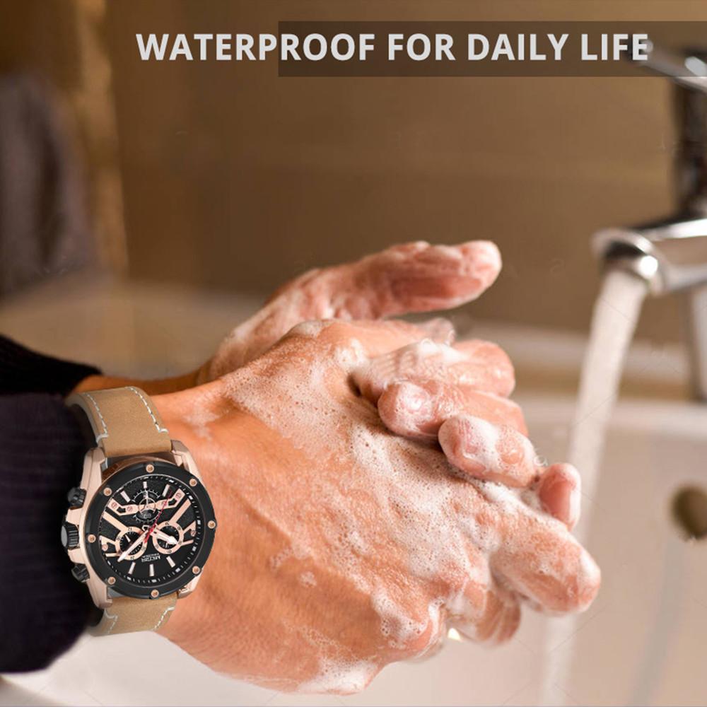 Megir Offizielle Quarz Männer Uhren Mode Echtes Leder Chronograph Militär Uhr Uhr Männer Relogio Masculino Erkek Kol Saati