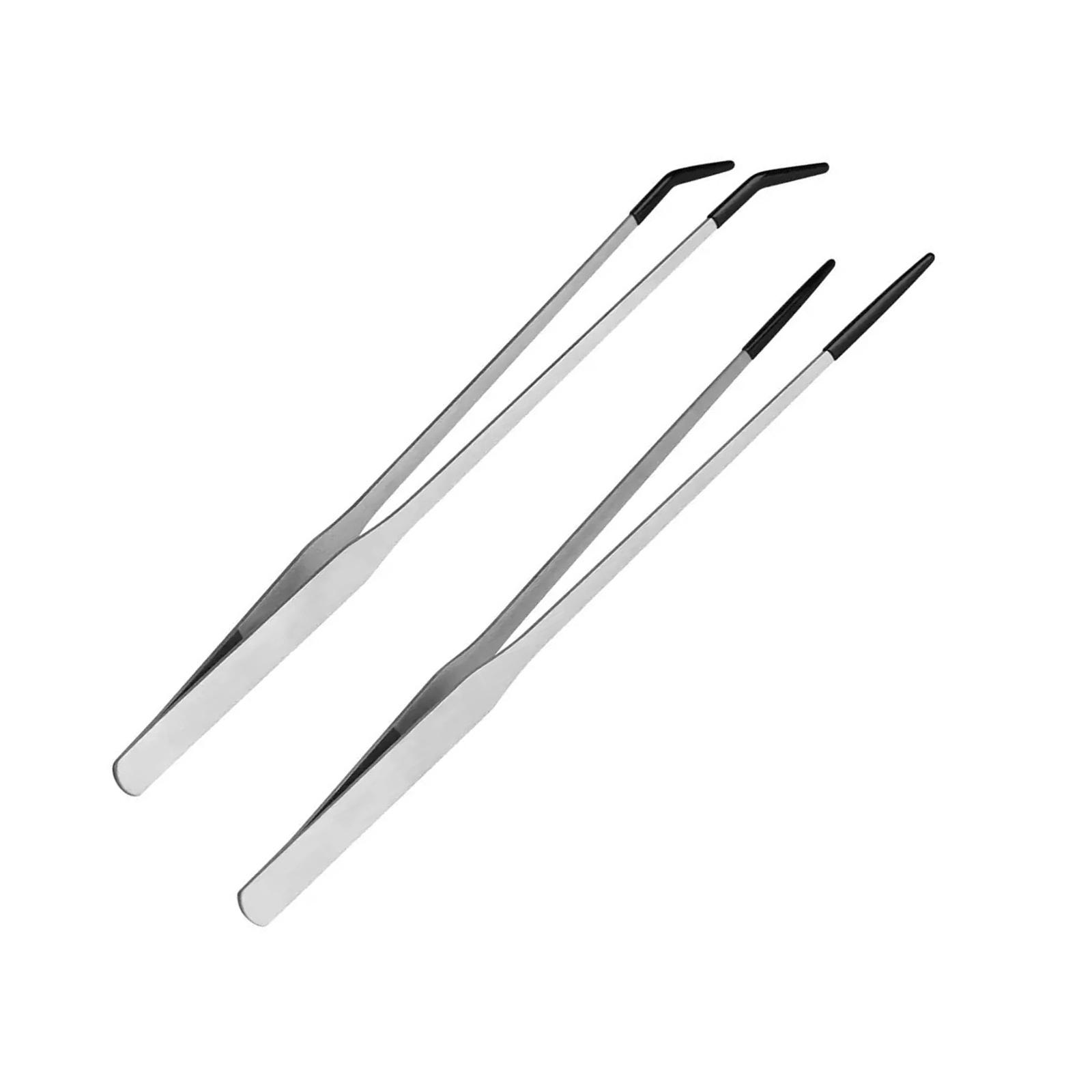 

1set/2Piece Steel Reptile Feeding Tongs Straight & Curved Long Tweezers With NonSlip Tip For Precise Handling Use S