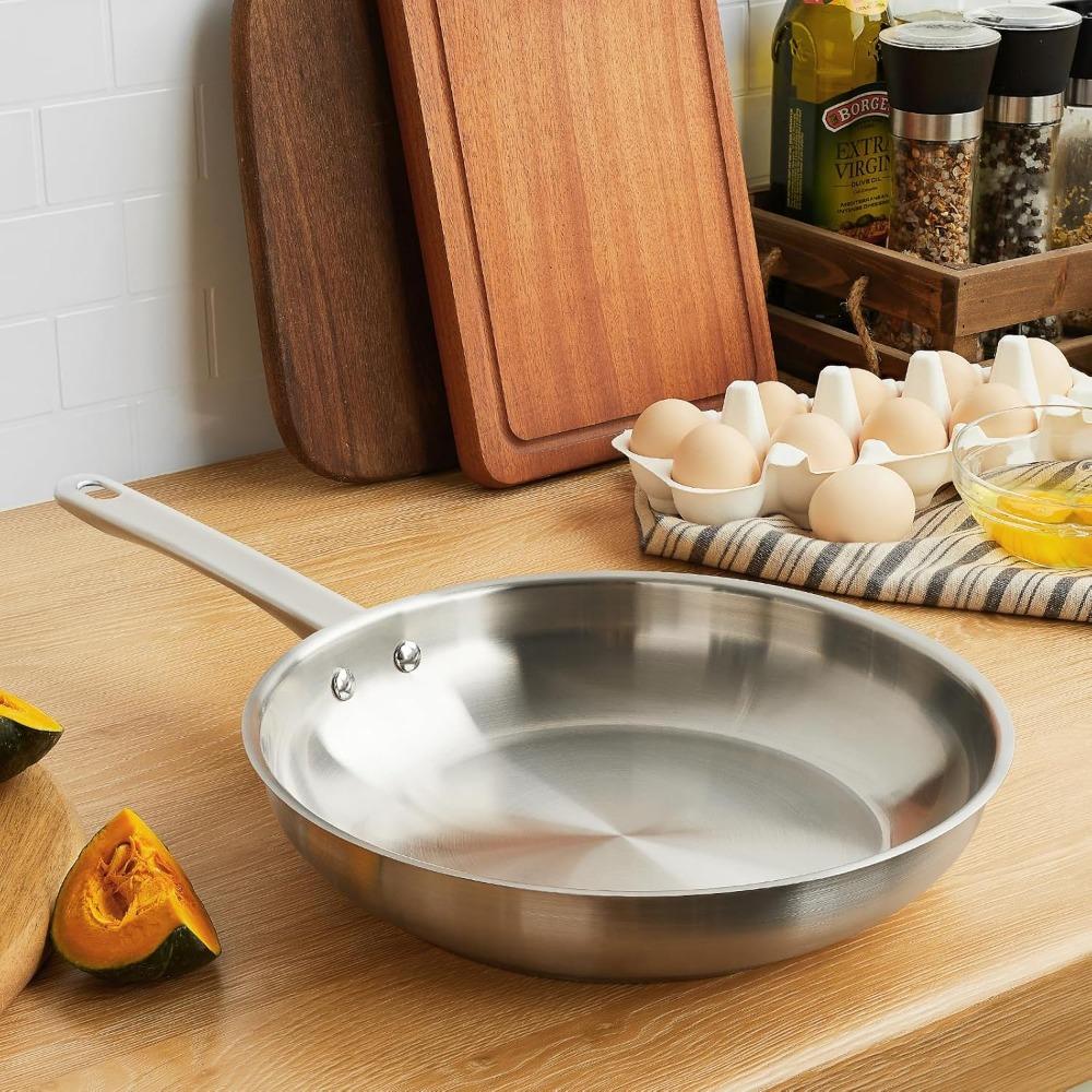 CSK Tri-Ply Stainless Steel Fry Pan 10-inch PFAS-Free Steel Skillet Non-stick Pan with Stay-Cool Handle Dishwasher/Oven Safe