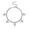 Explosive 4mm Shiny Rhinestone Anklet for Women, Fashionable Metal Butterfly Beach Feet