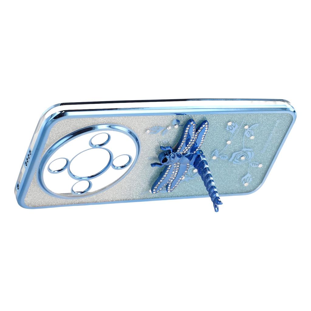 KADEM Phone Case For Honor Magic8 Lite 5G / X9d 5G / X70 5G Dragonfly Kickstand TPU Flowers Glitter Phone Cover