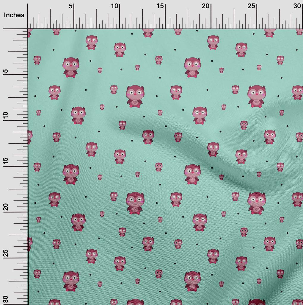 oneOone Cotton Flex Fabric Dot & Cartoon Owl Bird Print Fabric by The Yard 40 Inch